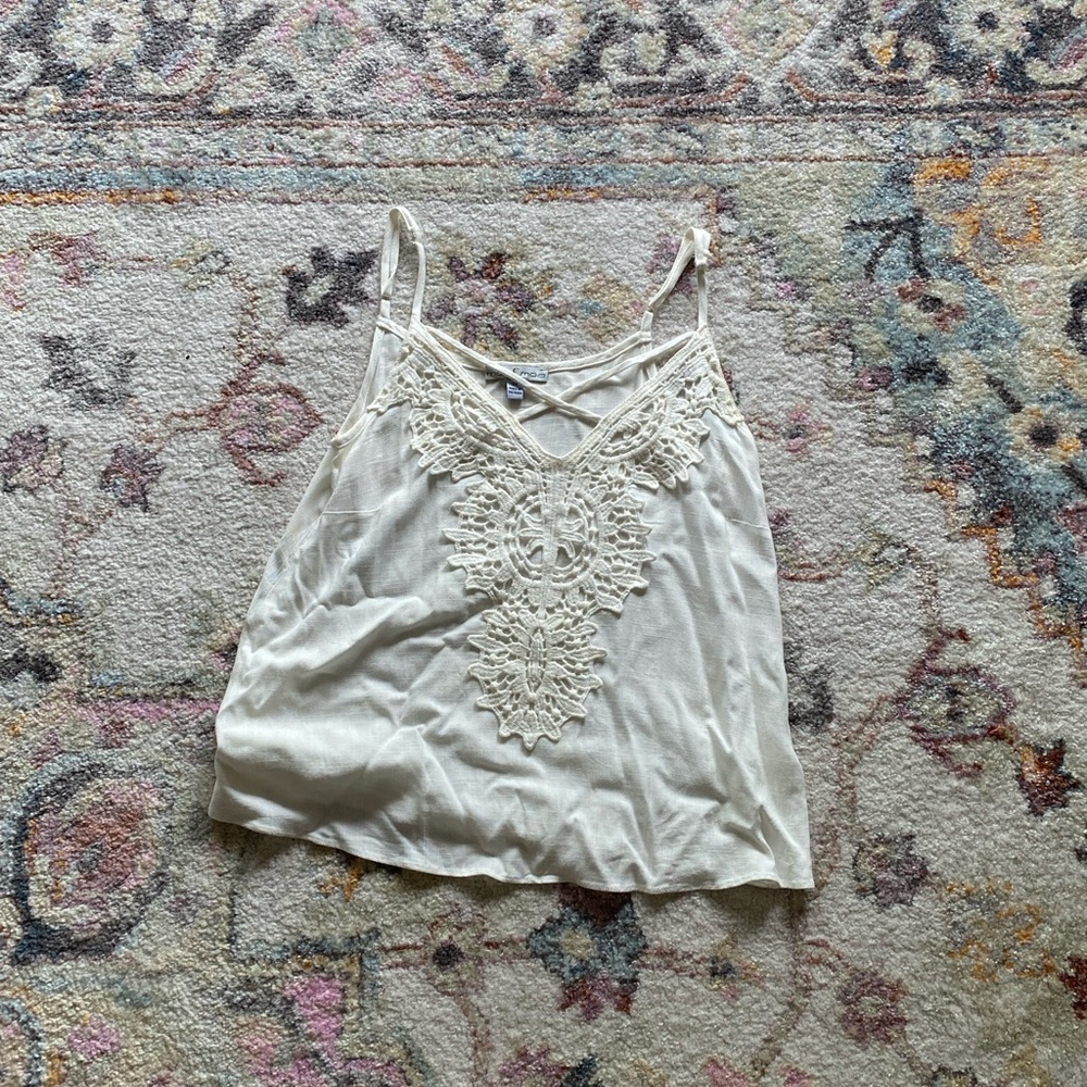 Moa Moa Cream Lace Camisole Sleeveless Top